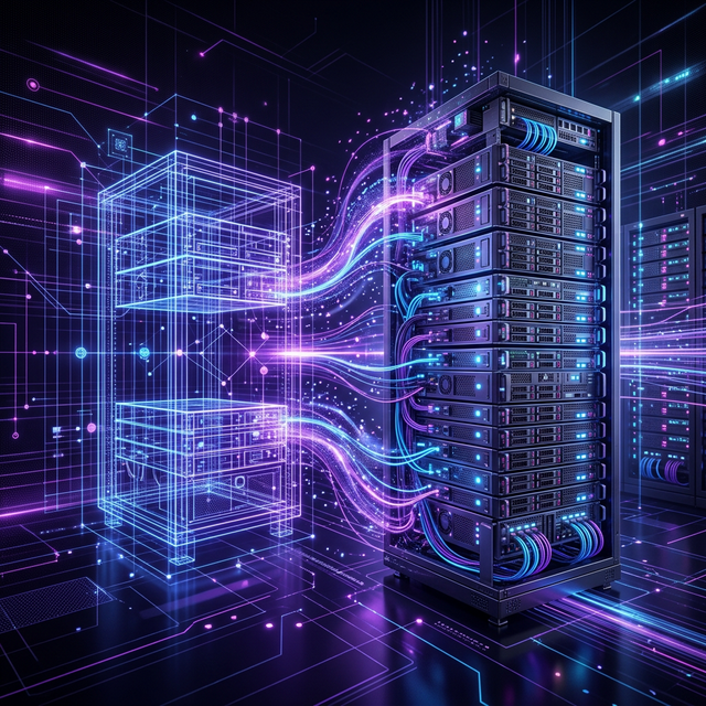 3D Visualization of Automated Server Provisioning from Digital Blueprints